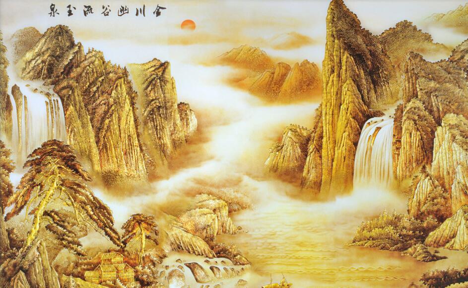 中式豪华手绘背景墙