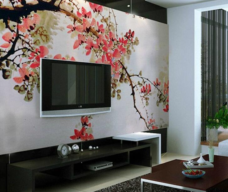 中国风墙绘电视背景