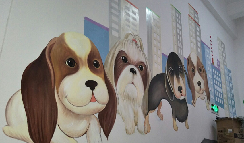 幼儿园卡通狗主题墙绘